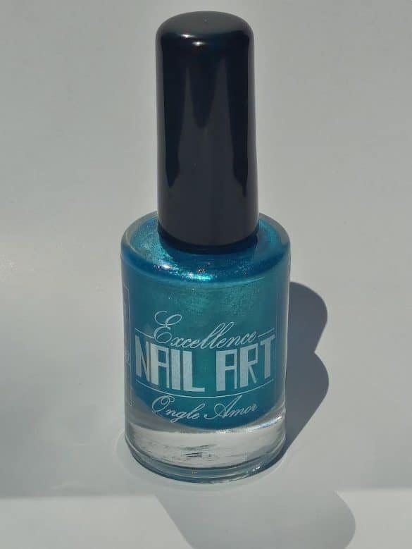 Vernis Stamping - bleu turquoise pailleté - Excellence Nail Art